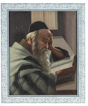 Konstanty Shevchenko (1910 Warsaw-1991 there), Portrait of a Rabbi Reading
