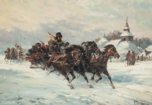 Wladyslaw Chmielinski (1911 Warsaw - 1979 there), Sleigh trip