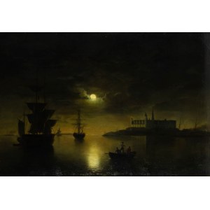 Ehrenfried Wahlqvist (1814 Ystad - 1895 Sztokholm), Nokturn - Zamek w Kronborg