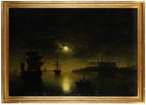 Ehrenfried Wahlqvist (1814 Ystad - 1895 Stockholm), Nocturne - Kronborg Castle