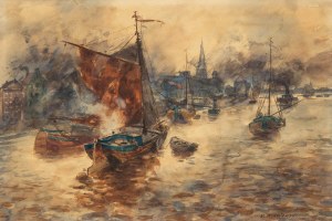 Erich Nikutowski (1872 Düsseldorf - 1921 Kaub on the Rhine), In the Port of