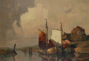 Rudolf Priebe (1889 - 1956 Rudolfstadt), Boats by the Shore