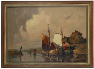 Rudolf Priebe (1889 - 1956 Rudolfstadt), Boats by the Shore