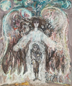 Zdzislaw Lachur (1920 Zagórze - 2007 Warsaw), Mother and child under the wings of an angel