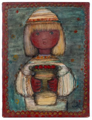 Maria Urban-Mieszkowska (1929 Siemiarz - 2000 Lublin), Girl with Fruit, 1990.