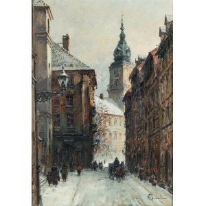 Władysław Chmieliński (1911 Warszawa - 1979 tamże), Widok na Zamek Królewski z ul. Świętojańskiej