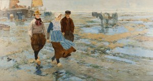 Alexander Rau (1878 Düsseldorf - 1944 Berlin), Dutch fishermen on the beach, ca. 1930.