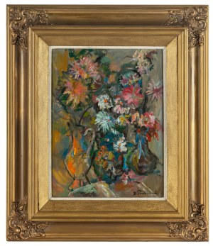 Zdzisław Przebindowski (1902 Kraków - 1986 there), Flowers in vases
