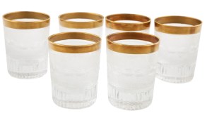 Set of 6 shot glasses, Czechoslovakia, Moser, Splendid, mid-20th century.