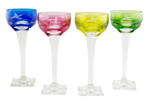 Set of four glasses, Czechoslovakia, Moser, circa 1970.