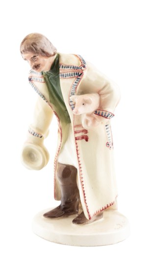 Peasant with piglet, Pacykow, 1921-29.