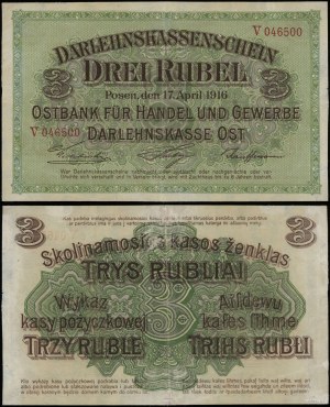 Poland, 3 rubles, 17.04.1916, Poznań