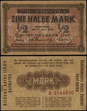 Poland, 1/2 mark, 4.04.1918, Kaunas