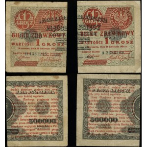 Polska, zestaw: 2 x bilet zdawkowy - 1 grosz, 28.04.1924