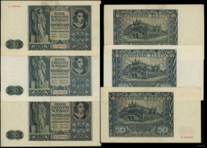 Poland, set: 3 x 50 zloty, 1.08.1941