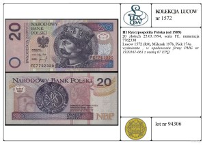 Poland, 20 zloty, 25.03.1994