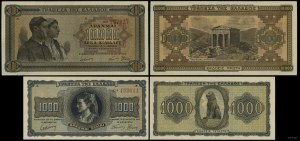 Greece, set: 1,000 drachmas and 10,000 drachmas, 21.08.1942 and 29.12.1942