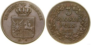 Poland, 3 Polish grosze (trojak), 1831 KG, Warsaw
