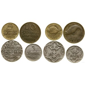 Polska, zestaw: 2 x 5 fenigów (1923 i 1932) i 2 x 10 fenigów (1923 i 1932), Berlin