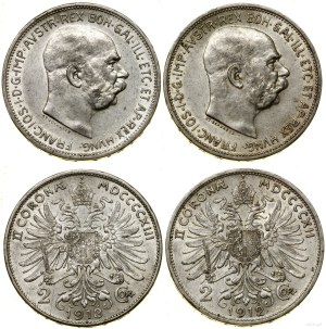 Austria, set: 2 x 2 crowns, 1912, 1913, Vienna