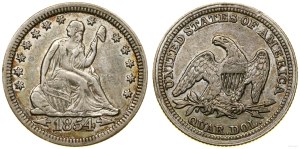 United States of America (USA), 25 cents, 1854, Philadelphia
