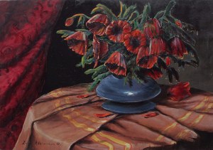 Zofia Albinowska-Minkiewiczowa, Poppies in a vase, 1967