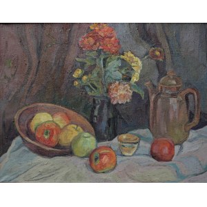 Emilia Bartoszek, Martwa natura z jabłkami i dzbankiem, 1980