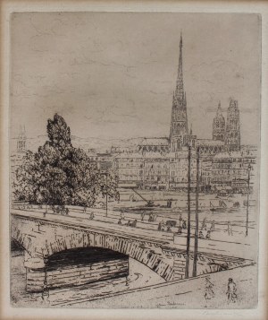 Józef Pankiewicz, Le Pont Corneille. Rouen(1904, z teki „Quatorze eaux-fortes”)