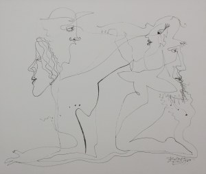 Leszek Rózga, Fantasy scene with figures, 1989