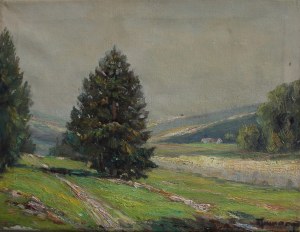 A.N. (20th century), Landscape with tree and clearing