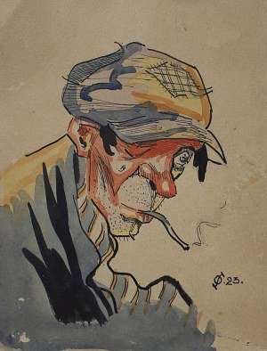 A.N. (1st half of 20th century), Illustration - male portrait with cigarette, 1923