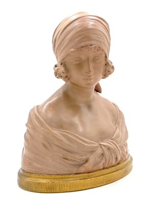 Bust of a young woman wearing a headscarf(Belgium, 20th century).