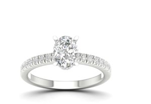 - 484 LG RING WITH OVAL LABGROWN DIAMOND AND SIDE PAVE' - 477 LG