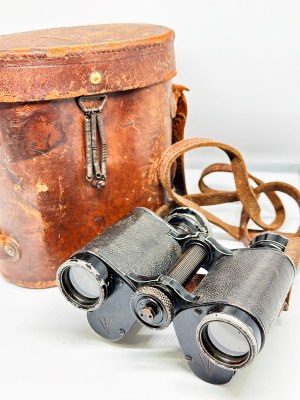 French First War military Huet binoculars used by the British Army in original case
