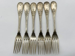 Set of 6 silver-plated Fraget forks