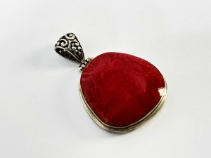 Silver Pendant with Red Coral