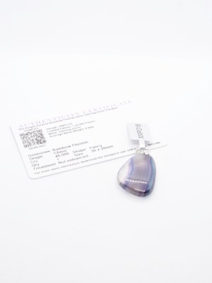 Pendant with rainbow fluorite 45 ct, 925 silver, Gemporia certificate