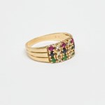 Gold 585/14K ring with Rubies, Emeralds, Sapphires and 0.06 Ct Diamonds