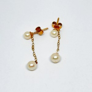 Gold 375/9K pendant earrings with Akoya pearls, post