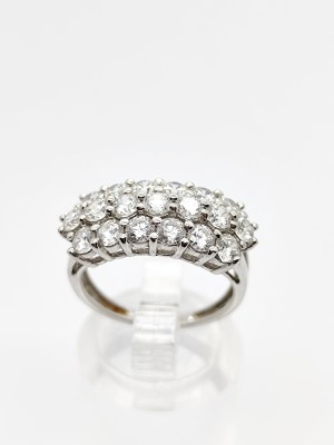 Gold (white) 585/14K ring with white zircons