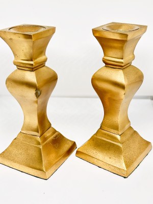 Brass Indian Candlestick Holder with Label