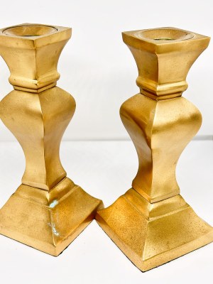 Brass Indian Candlestick Holder with Label