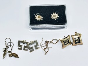 Set of 5 silver pairs of earrings