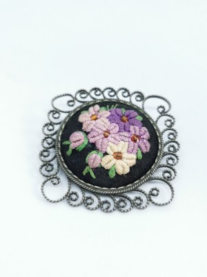 Vintage embroidered brooch
