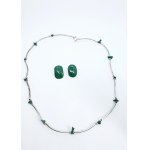 Necklace and clip set with malachite