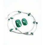 Necklace and clip set with malachite