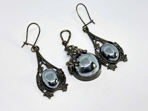 Silver floral set with Hematite