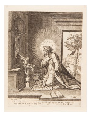 JAN SADELER (FLANDERS / FLEMISH 1550 - 1600) - Saint Catherine of Siena