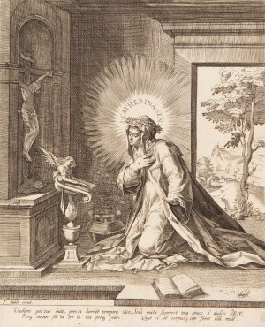 JAN SADELER (FLANDERS / FLEMISH 1550 - 1600) - Saint Catherine of Siena