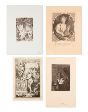 DANIEL CHODOWIECKI, DANIEL CHODOWIECKI, PIETER TANJÉ, ETIENNE JEAURAT (GERMANY / GERMAN, NETHERLANDS / DUTCH, FRANCE / FRENCH) - Bundle of 4 graphic sheets